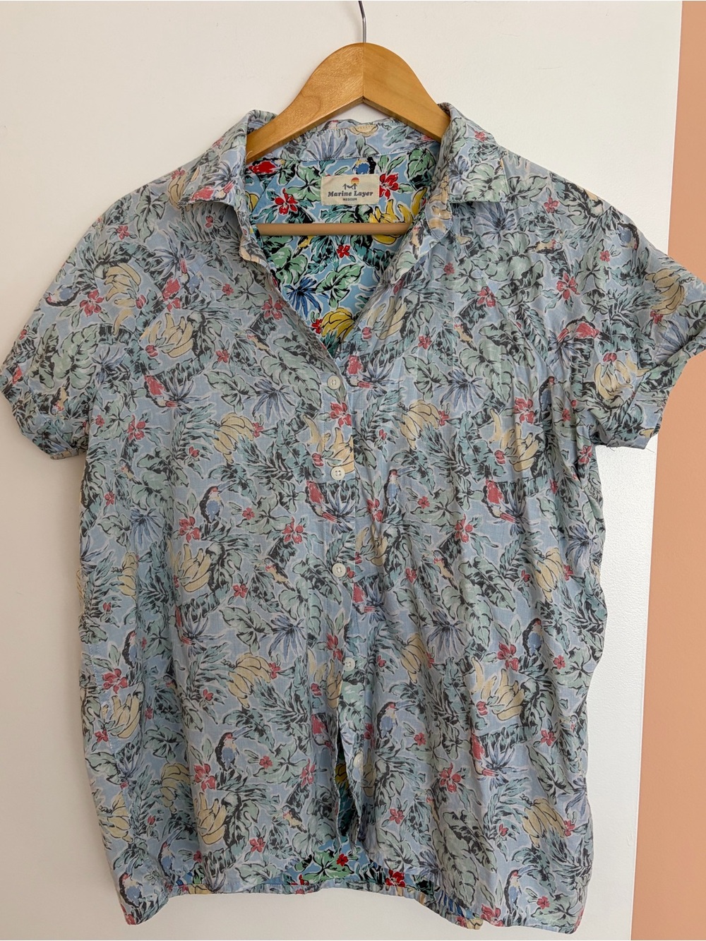 Marine Layer Tropical Short Sleeve Button-Up Shirt - Women’s Medium